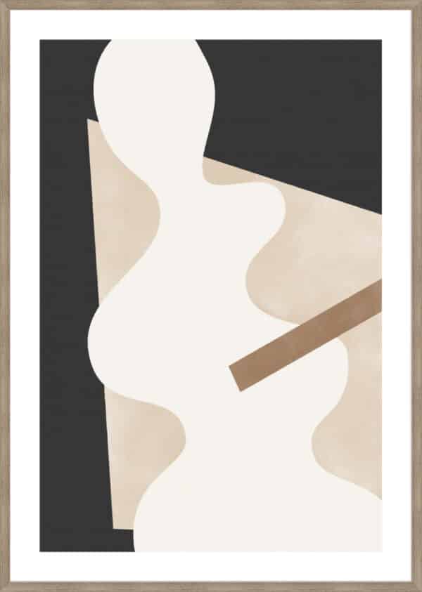 Beige Graphic Curves - 5cm White Border